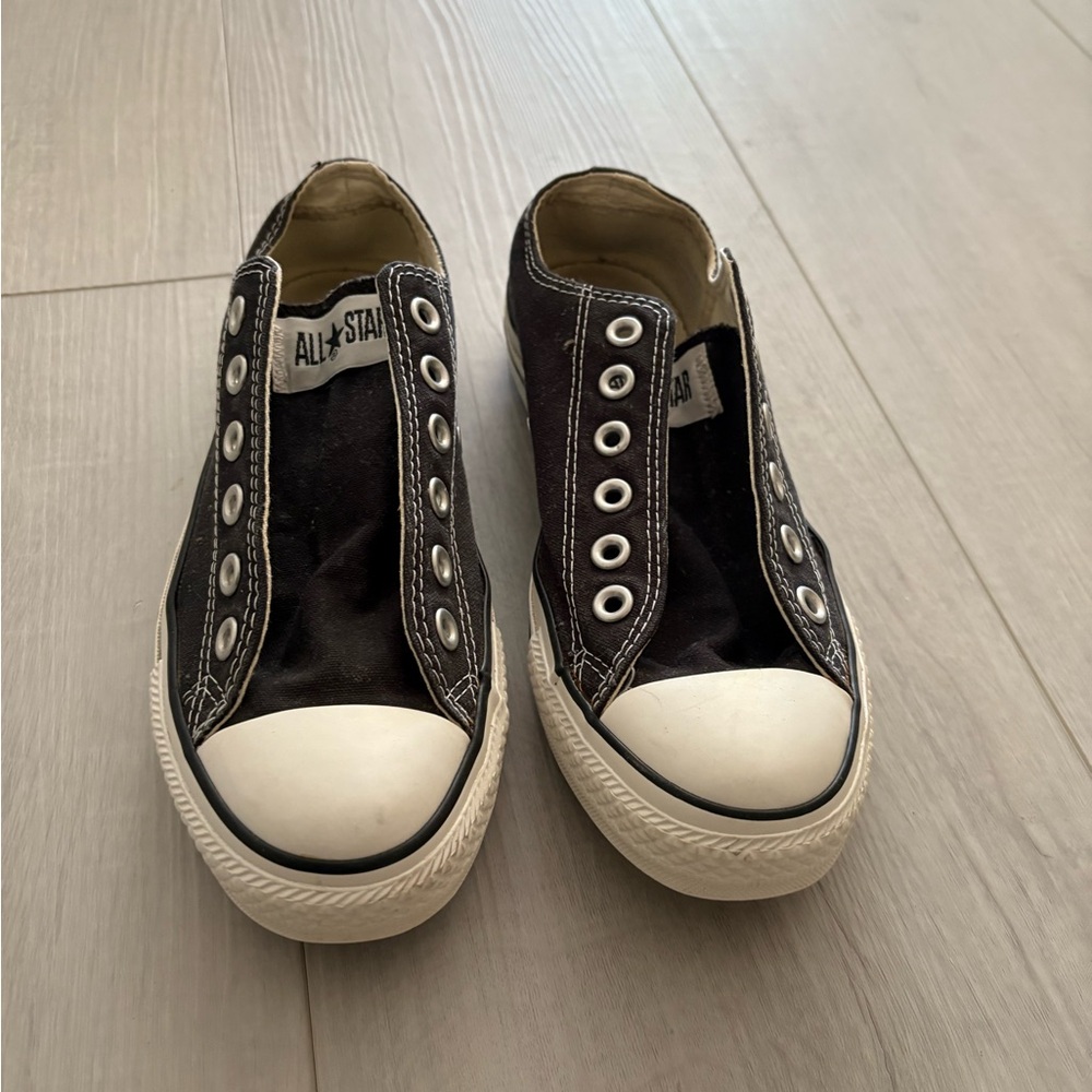 Converse Black Slip-On Sneakers with White Accents
